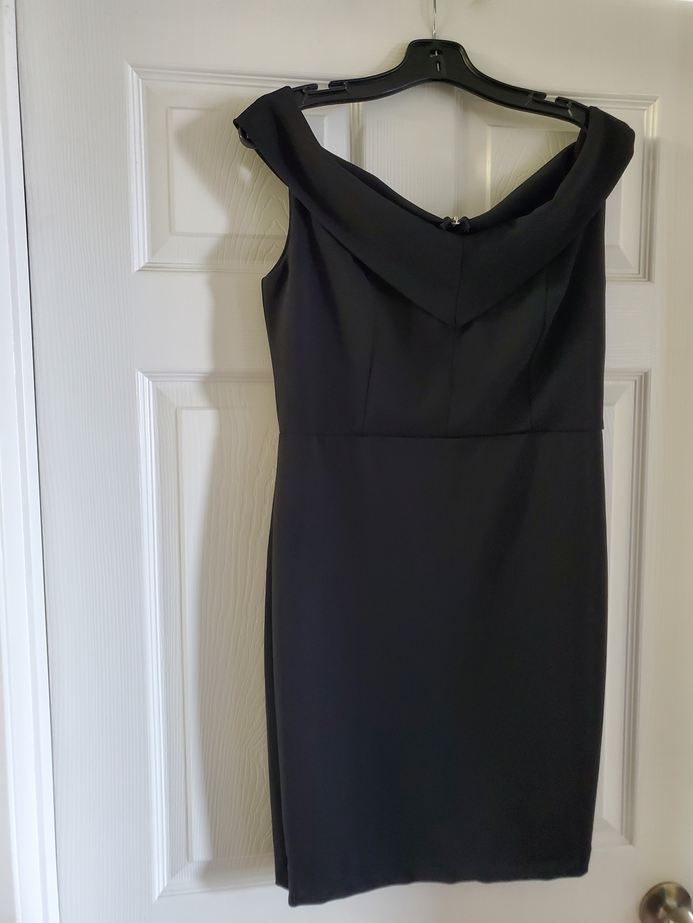 Classic Black Off-Shoulder Sheath Dress